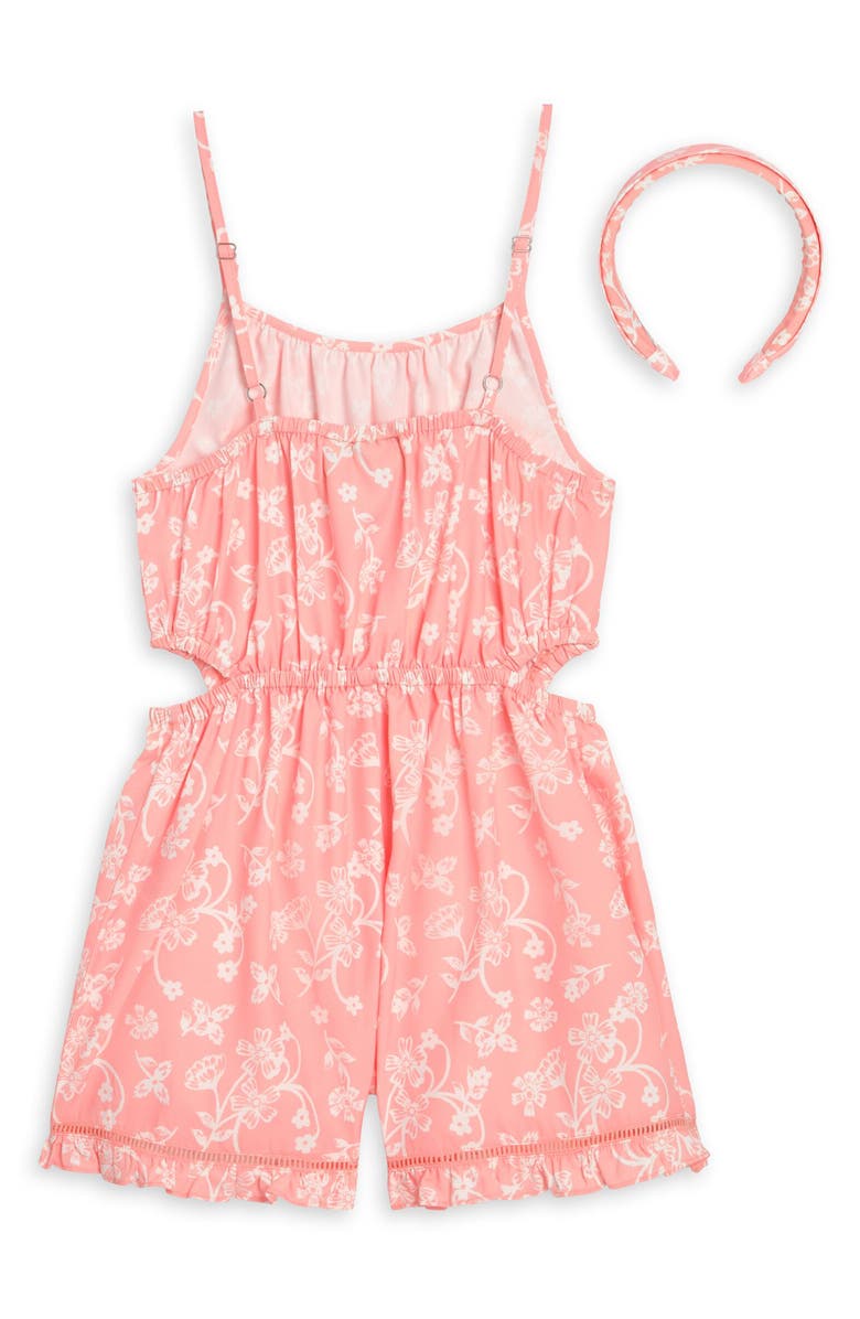 Scotch & Soda Kids' Cutout Romper & Headband Set, Alternate, color, Apricot Blush