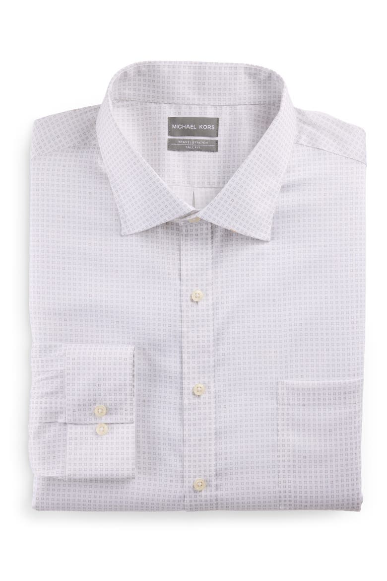 Big & Tall Micro Starburst Pattern Performance Dress Shirt, Main, color, GREY MULTI