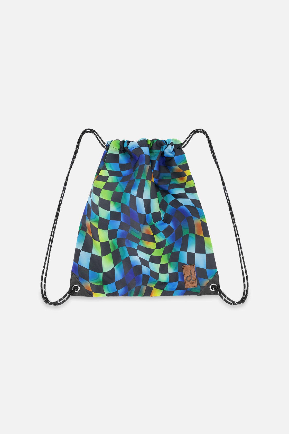 Checkered Durable Lightweight Sporty Drawstring Bag, Main, color, Blue Checkered Print