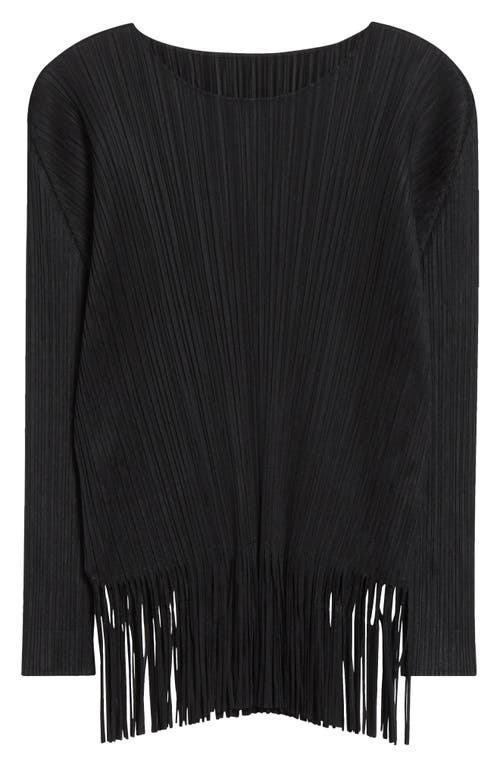 Issey Miyake Pleats Please Wave Pleated Fringe Top In Black
