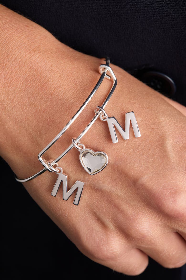 Crystal Mom Bangle, Alternate, color, Silver