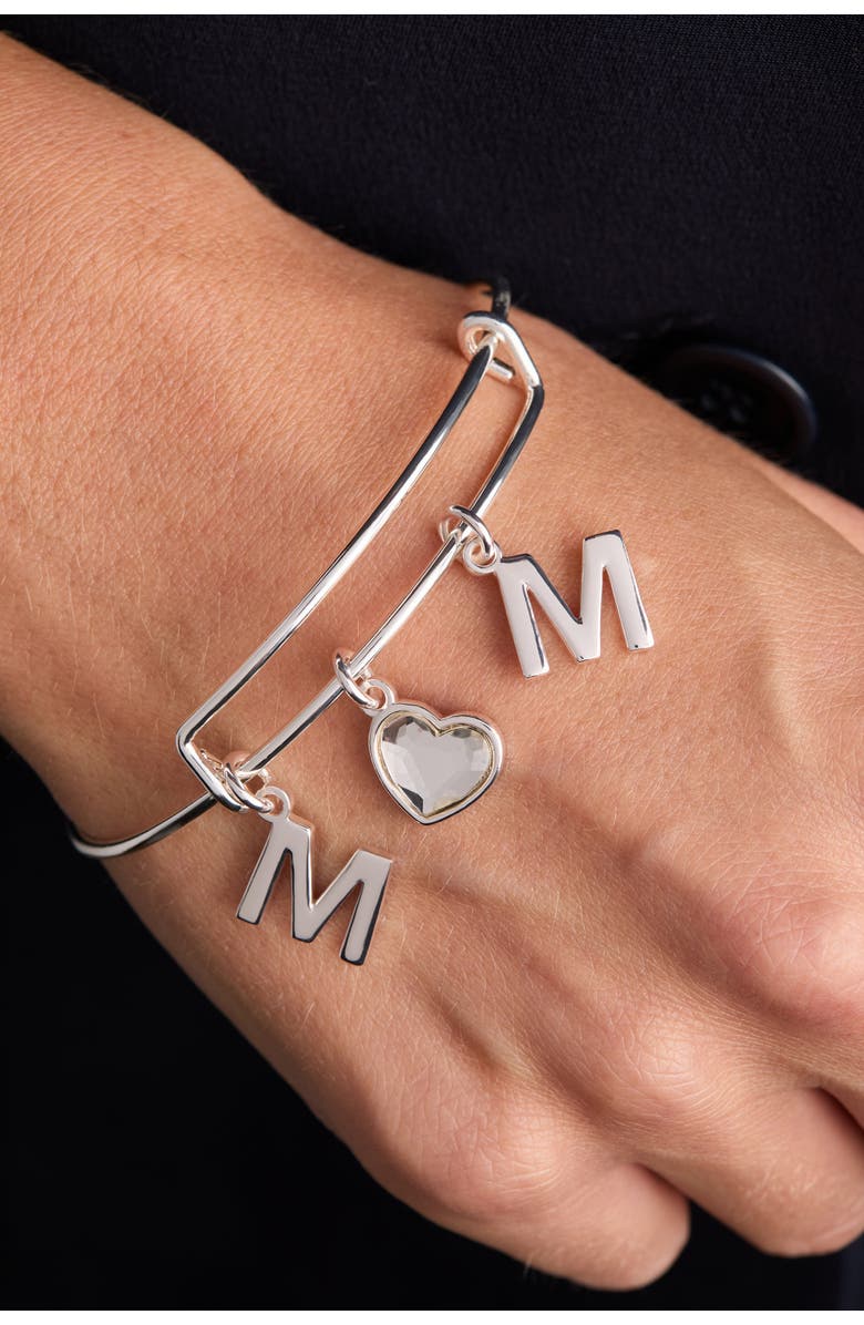 Alex and Ani Crystal Mom Bangle, Alternate, color, Silver