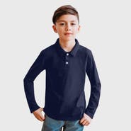 CITY THREADS Boys 100% Cotton Knit Jersey 2-Button Long Sleeve Polo