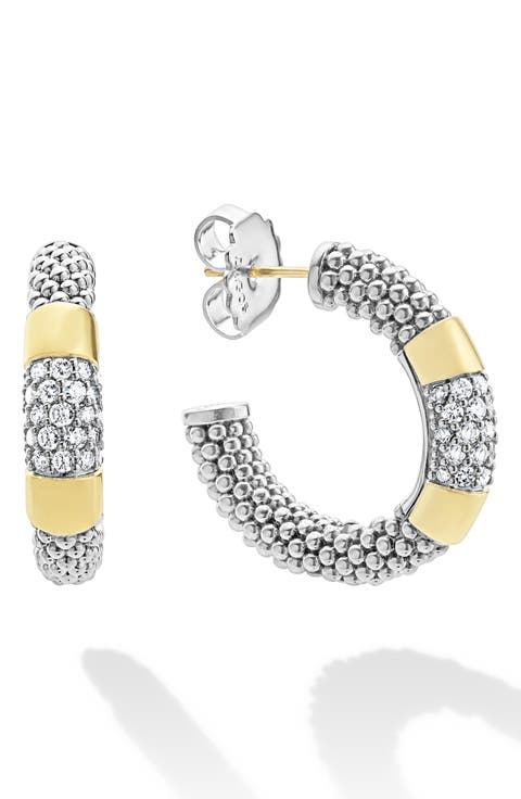 High Bar Pavé Diamond Hoop Earrings