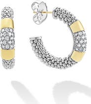 LAGOS High Bar Pavé Diamond Hoop Earrings