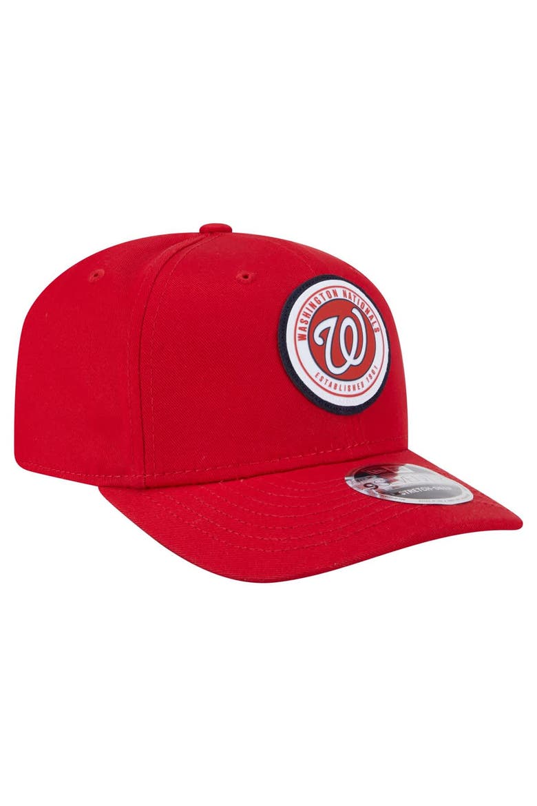 Men's New Era Red Washington Nationals Circle Patch 9SEVENTY Stretch-Snap Hat, Alternate, color, Red