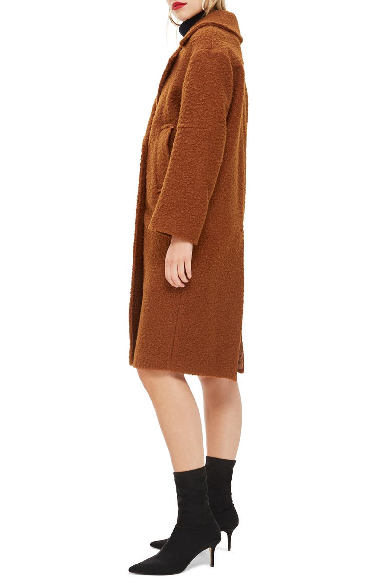 Topshop Bouclé Button Front Coat, Alternate, color, 