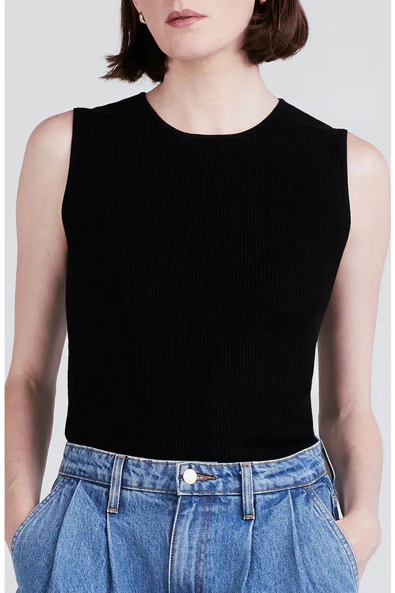 Ariana Rib Knit Muscle Tank Sweater, Main, color, BLACK
