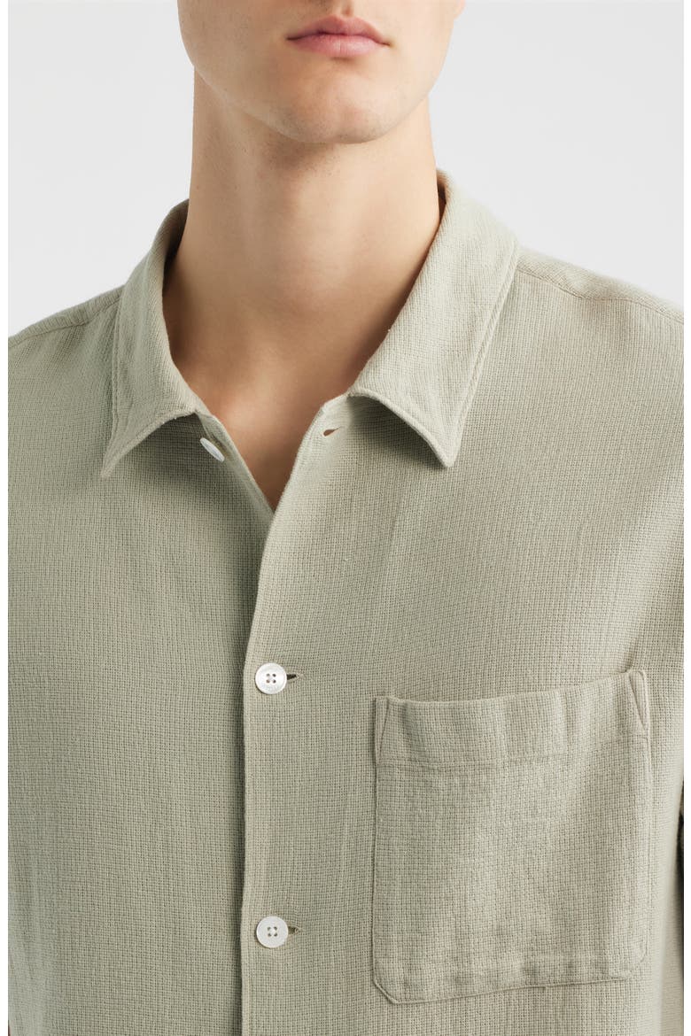 Open Weave Short Sleeve Button-Up Shirt, Alternate, color, MOSS GREEN