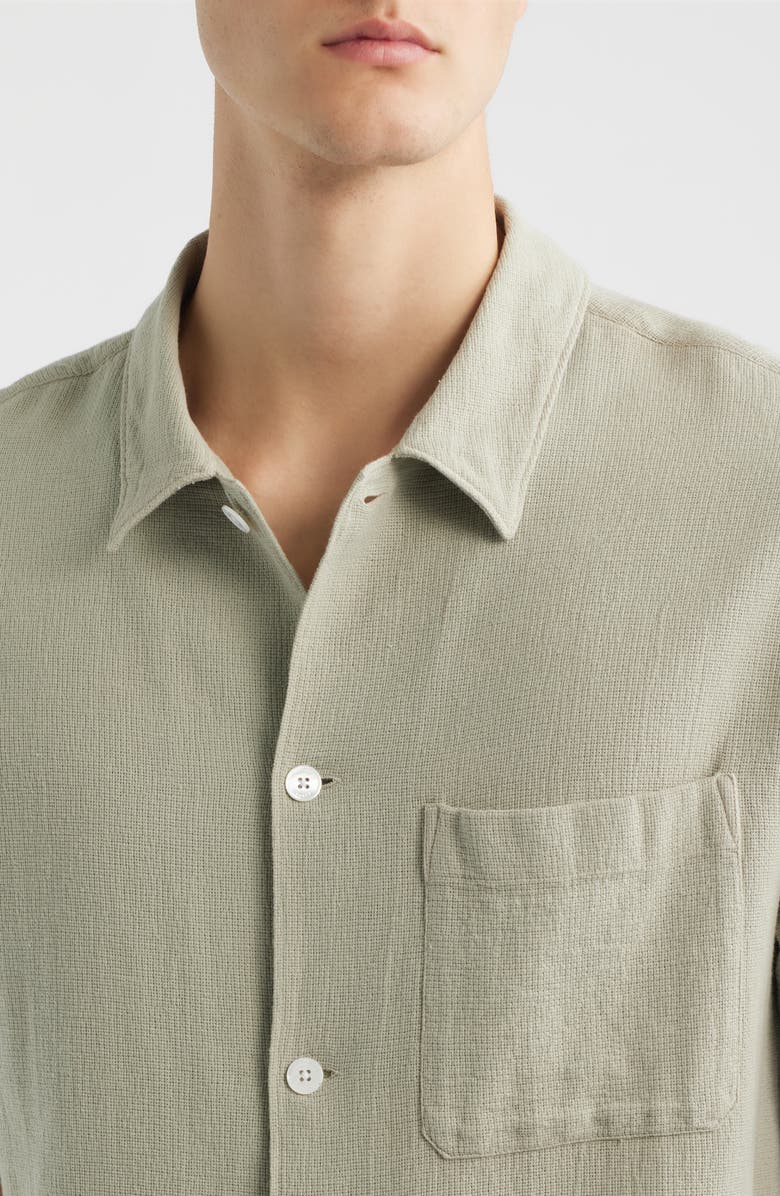 FRAME Open Weave Short Sleeve Button-Up Shirt, Alternate, color, Moss Green