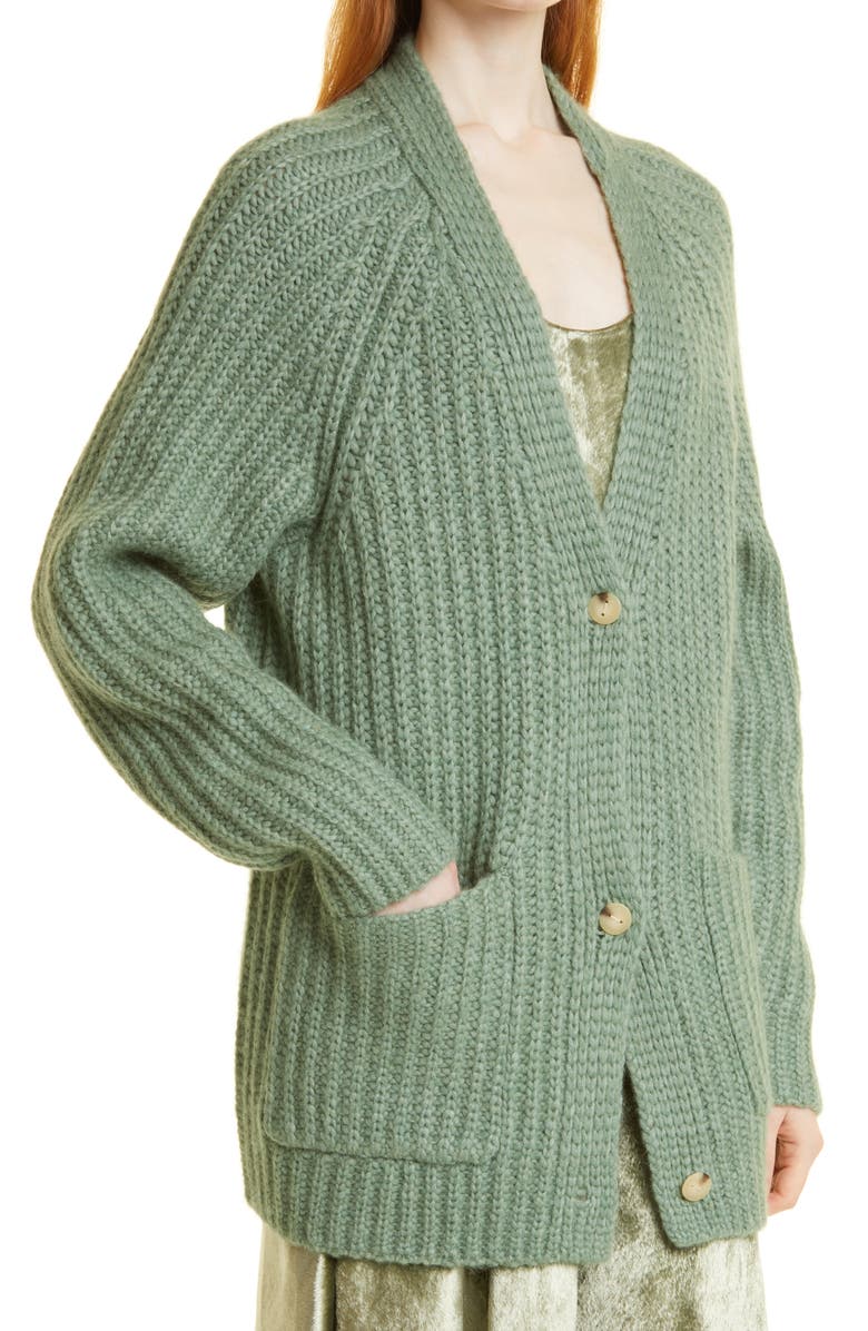Vince Rib Alpaca & Wool Cardigan, Alternate, color, 