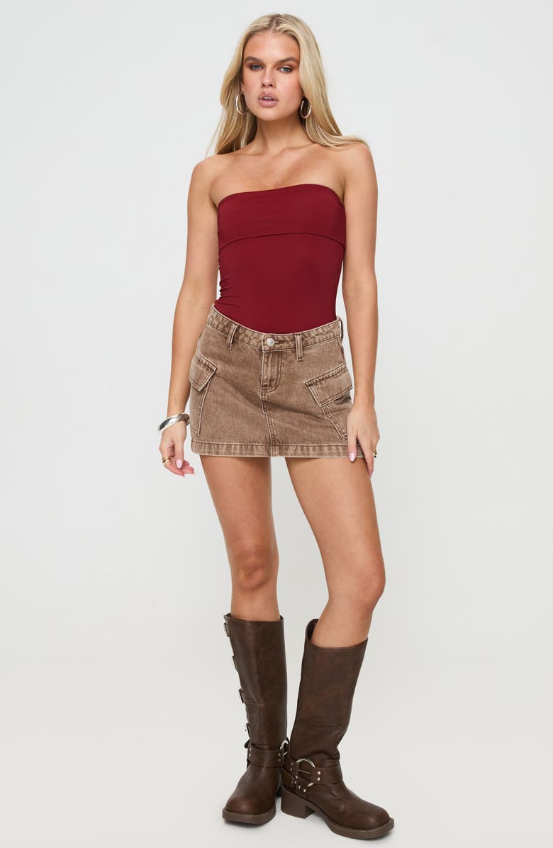 Princess Polly Niner Strapless Bodysuit, Alternate, color, Burgundy