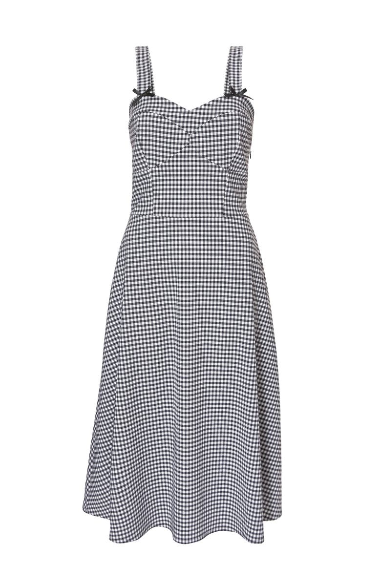 QUIZ Gingham Strappy Midi Dress, Alternate, color, Black