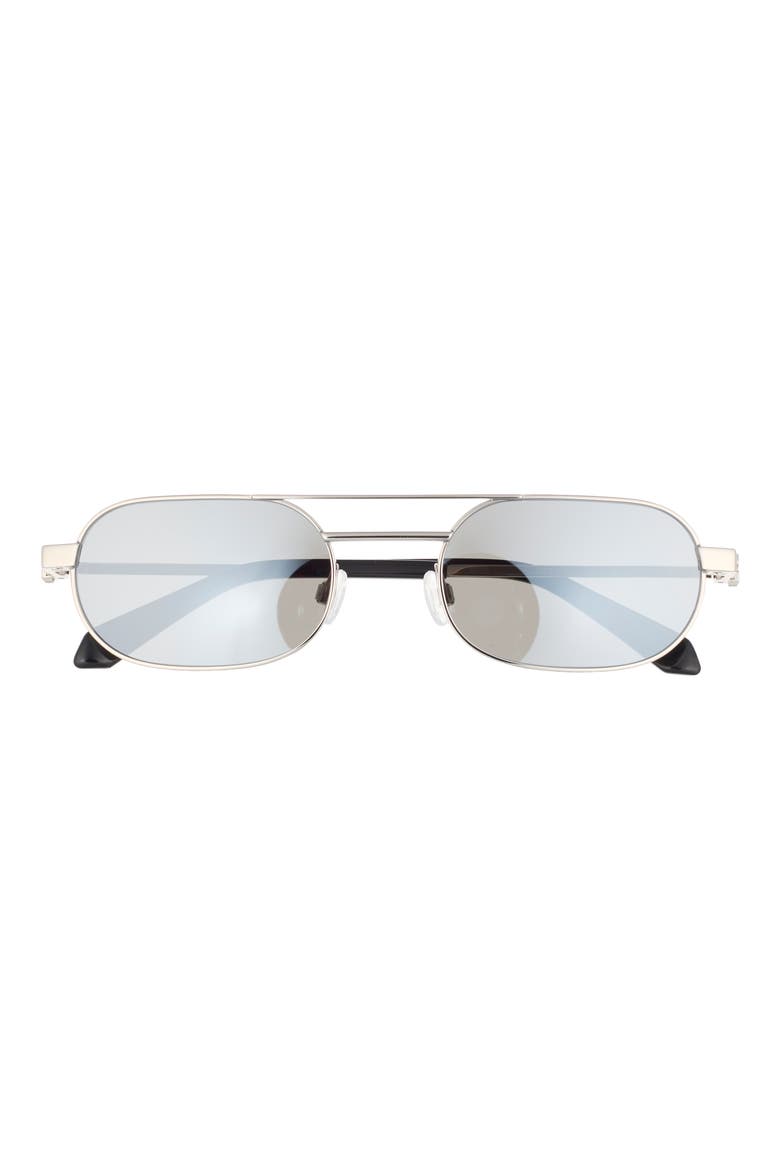 Vaiden 55mm Double Bridge Oval Sunglasses, Main, color, SILVER SILVER MIRROR