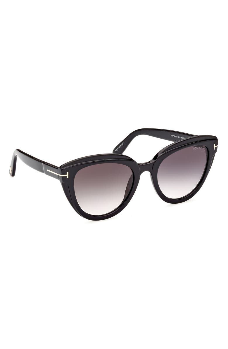 TOM FORD Tori 53mm Cat Eye Sunglasses, Alternate, color, Sblk/Smkg