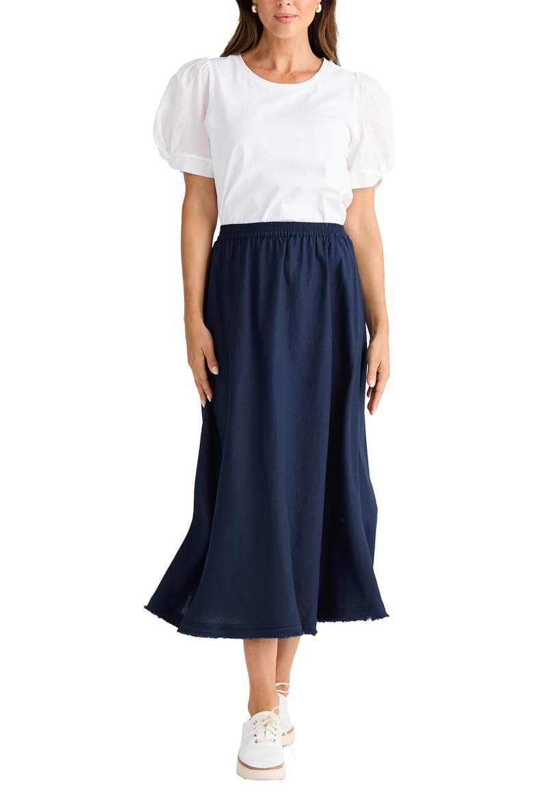 Oakley Linen Blend Skirt, Alternate, color, NAVY