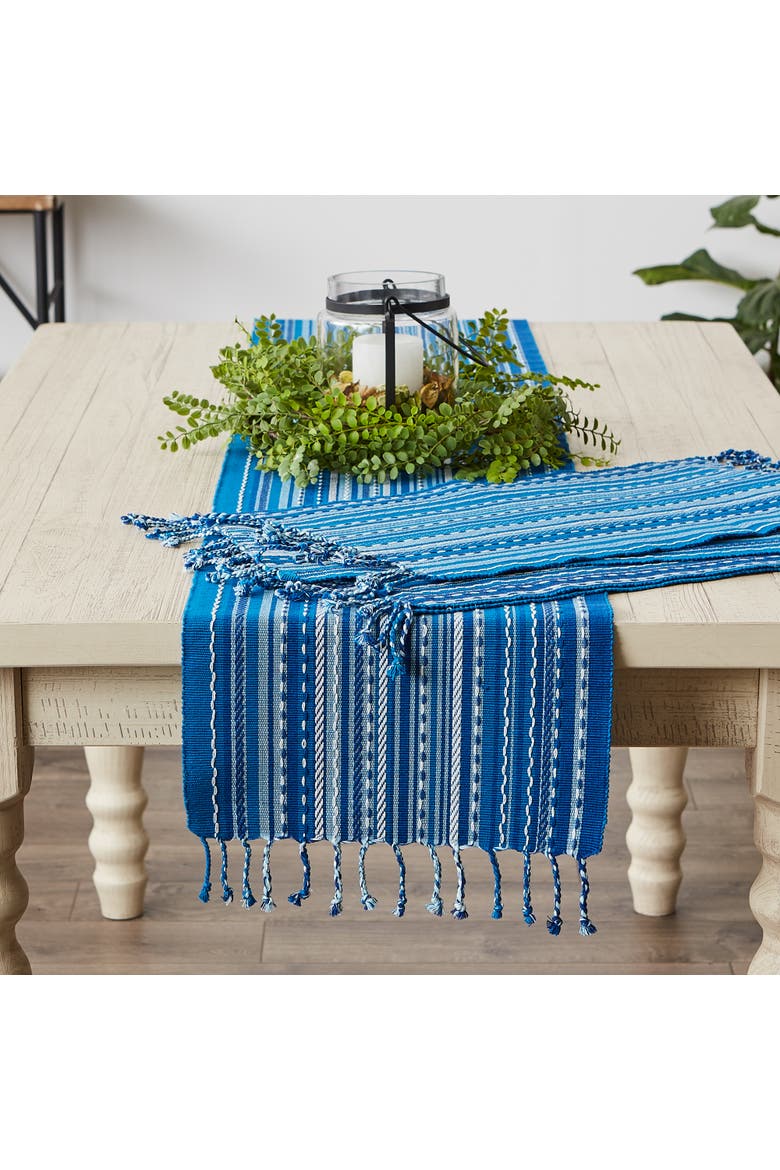 Tonal Stripe With Fringe Placemat Set/6, Alternate, color, Blue