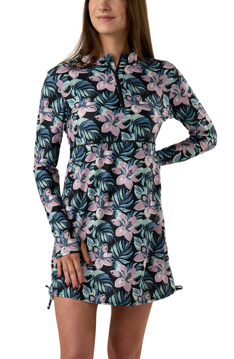 UV Skinz Convertible Swim Shirtdress, Alternate, color, Black Bloom