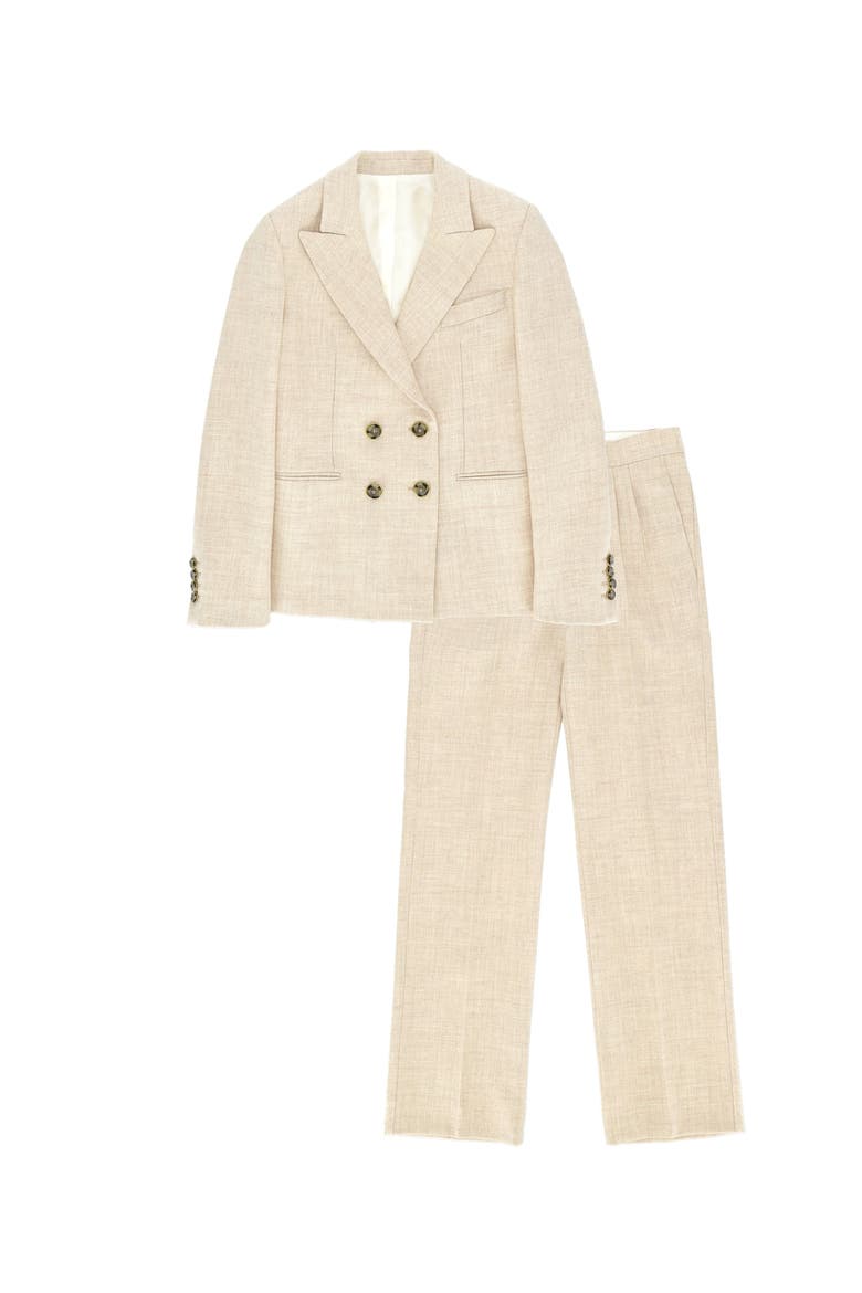 Linen Double-Breasted Suit, Main, color, Cream