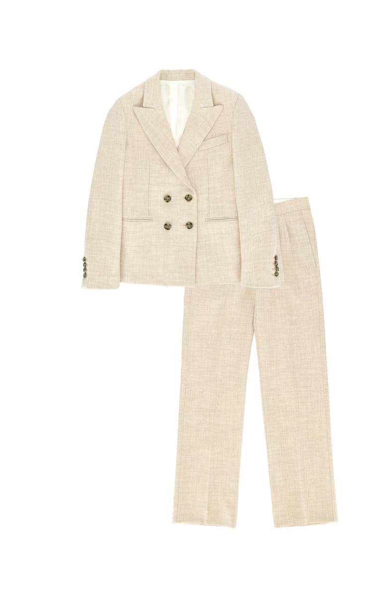 Fortela Linen Double-Breasted Suit, Main, color, Cream