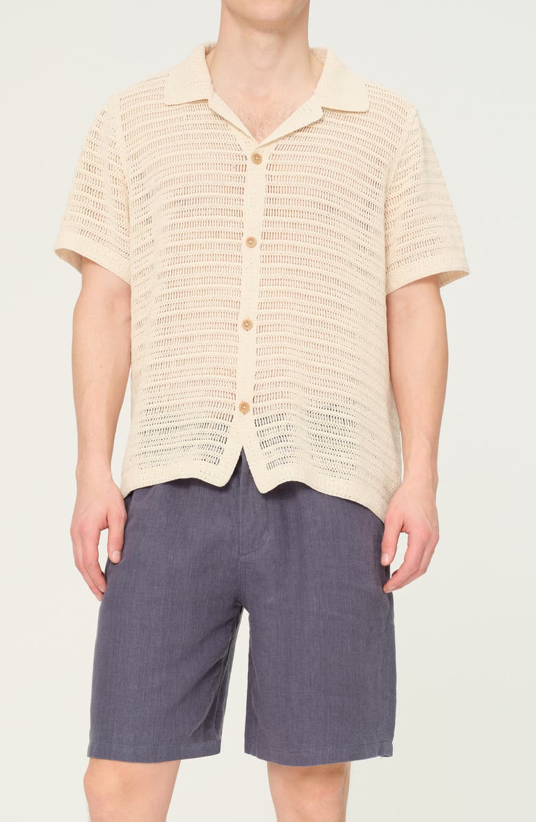 DL1961 Hugh Open Knit Linen Camp Shirt, Main, color, 