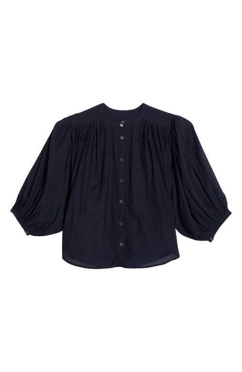 Madewell Shirred Voile Button-up Top In Blue