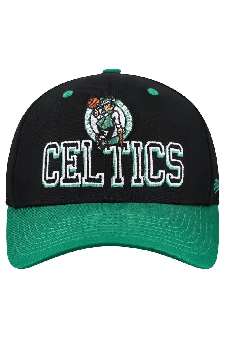 Men's Mitchell & Ness Black/Kelly Green Boston Celtics Backside Script 2-Tone Pro Crown Adjustable Hat, Alternate, color, Black