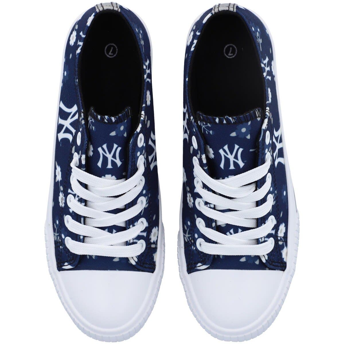 FOCO Women's FOCO Navy New York Yankees Flower Canvas Allover Shoes, Alternate, color, 