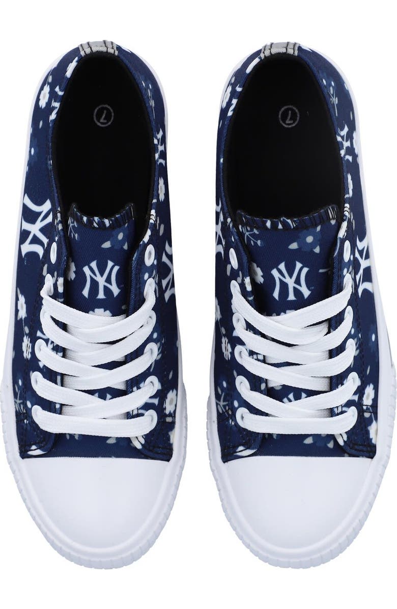 FOCO Women's FOCO Navy New York Yankees Flower Canvas Allover Shoes, Alternate, color,