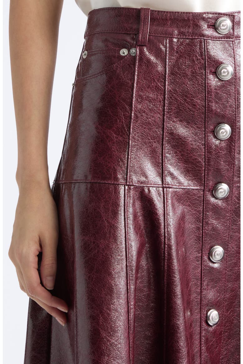 Faux Leather Midi Skirt, Alternate, color, BLACK CHERRY