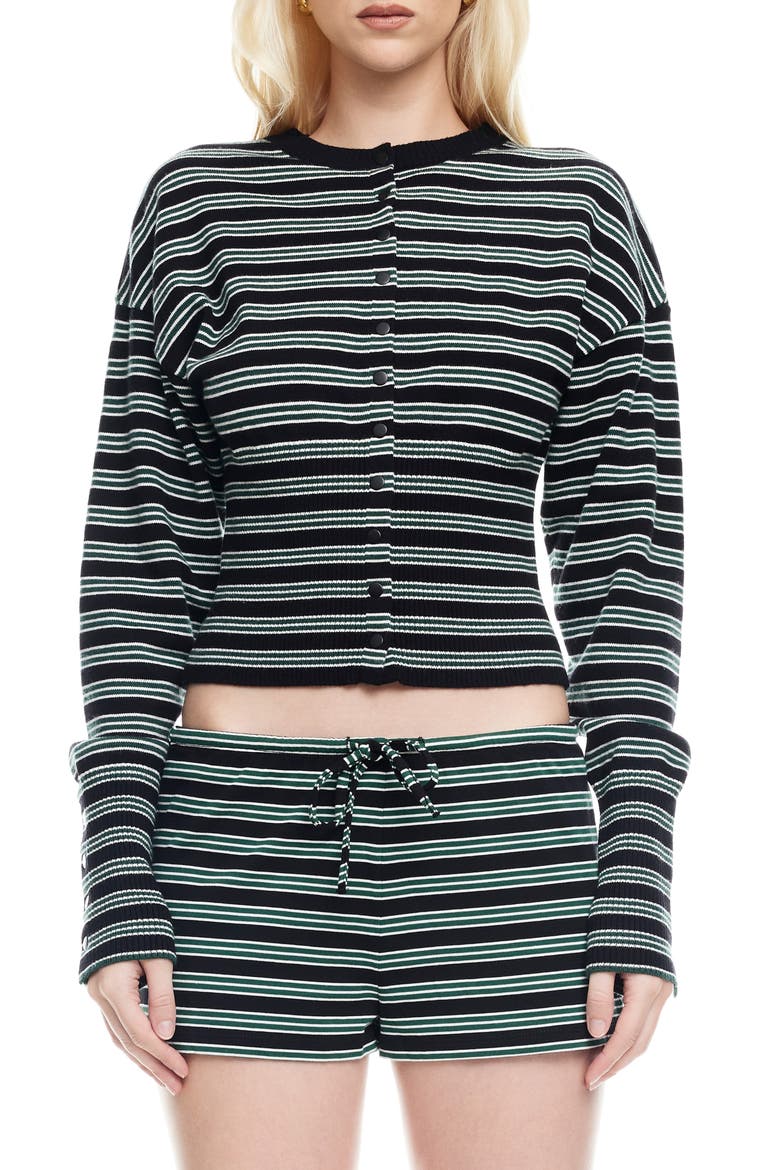 Head in the Clouds Stripe Cardigan, Main, color, ONYX MOSS