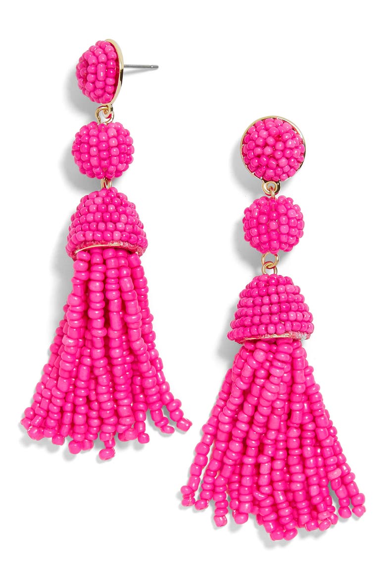 New Mini Granita Tassel Earrings, Main, color, HOT PINK