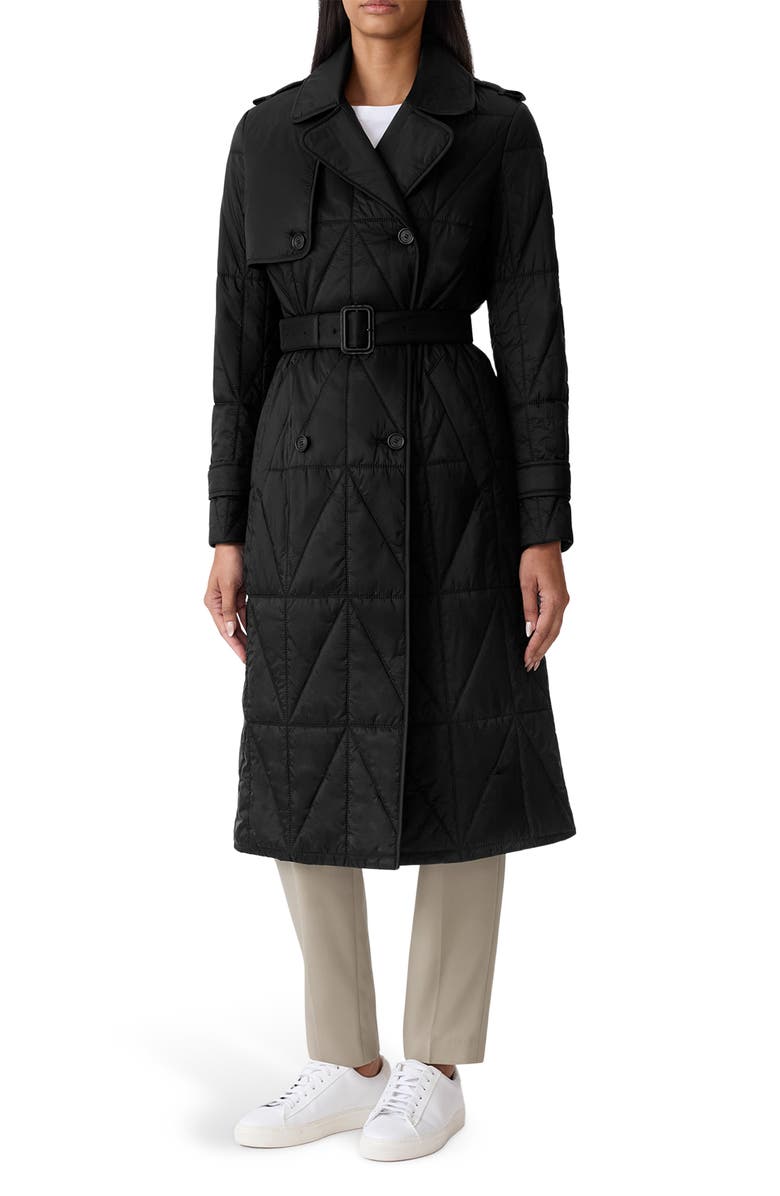 Mackage Mavis Quilted Trench Coat, Main, color, Black