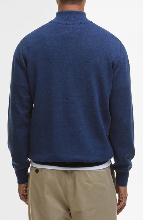 Barbour Cotton Quarter Zip Sweater In Blue