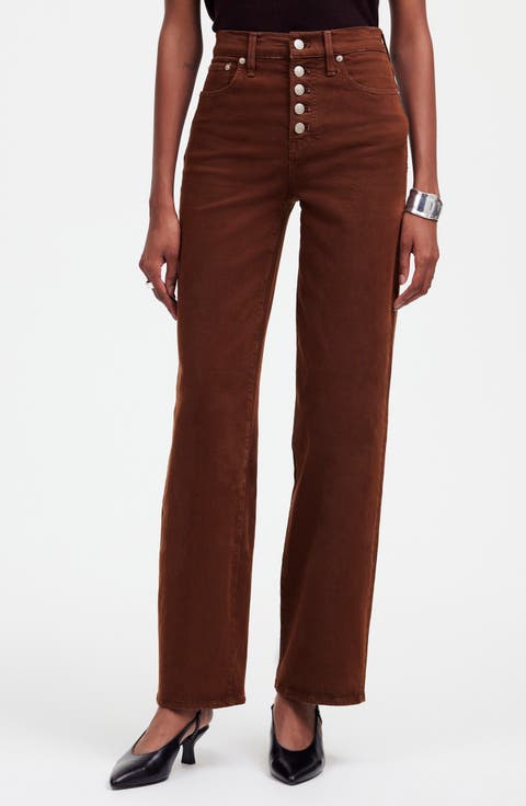The Perfect Vintage Wide Leg Jeans: Button Front Edition (Dark Coffee)