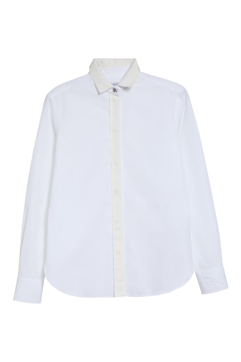 Sheena Grosgrain Trim Button-Up Shirt, Alternate, color, OPTIC WHITE