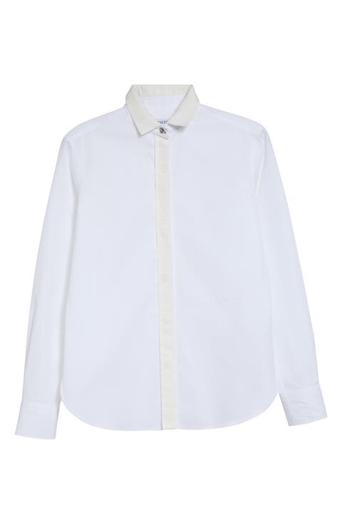 Sheena Grosgrain Trim Button-Up Shirt