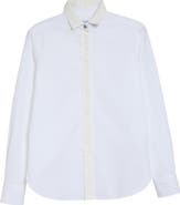 Burberry Sheena Grosgrain Trim Button-Up Shirt