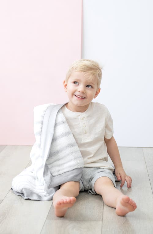 Shop Little Giraffe Luxe Strand Faux Fur Blanket In Silver