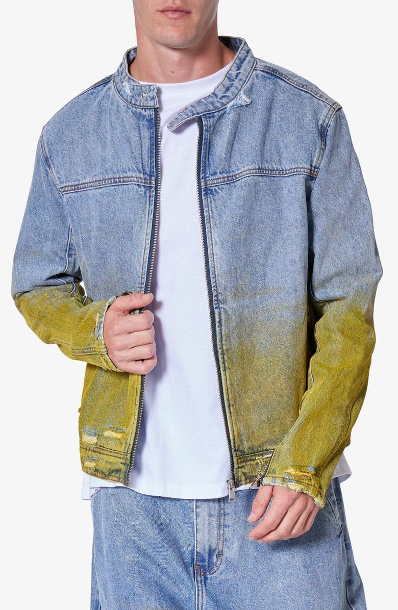 mnml Gradient Zip Denim Jacket, Main, color, Blue