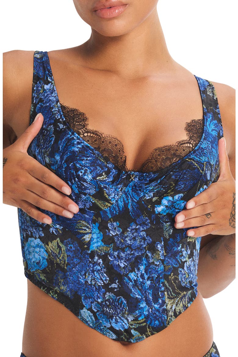 Floral Rush Bustier, Main, color, BLACK CAVIAR TAPESTRY PRINT