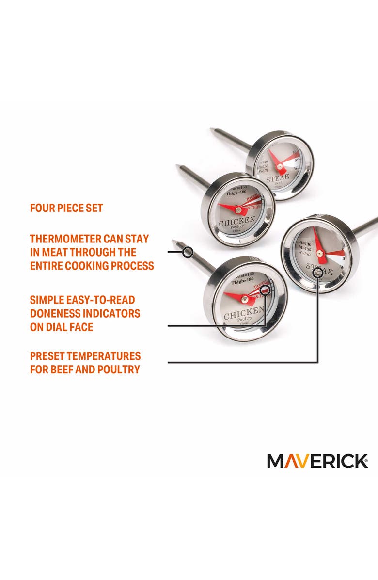 Maverick Mini Steak & Chicken Thermometer Set, 4 Piece, Alternate, color, Silver