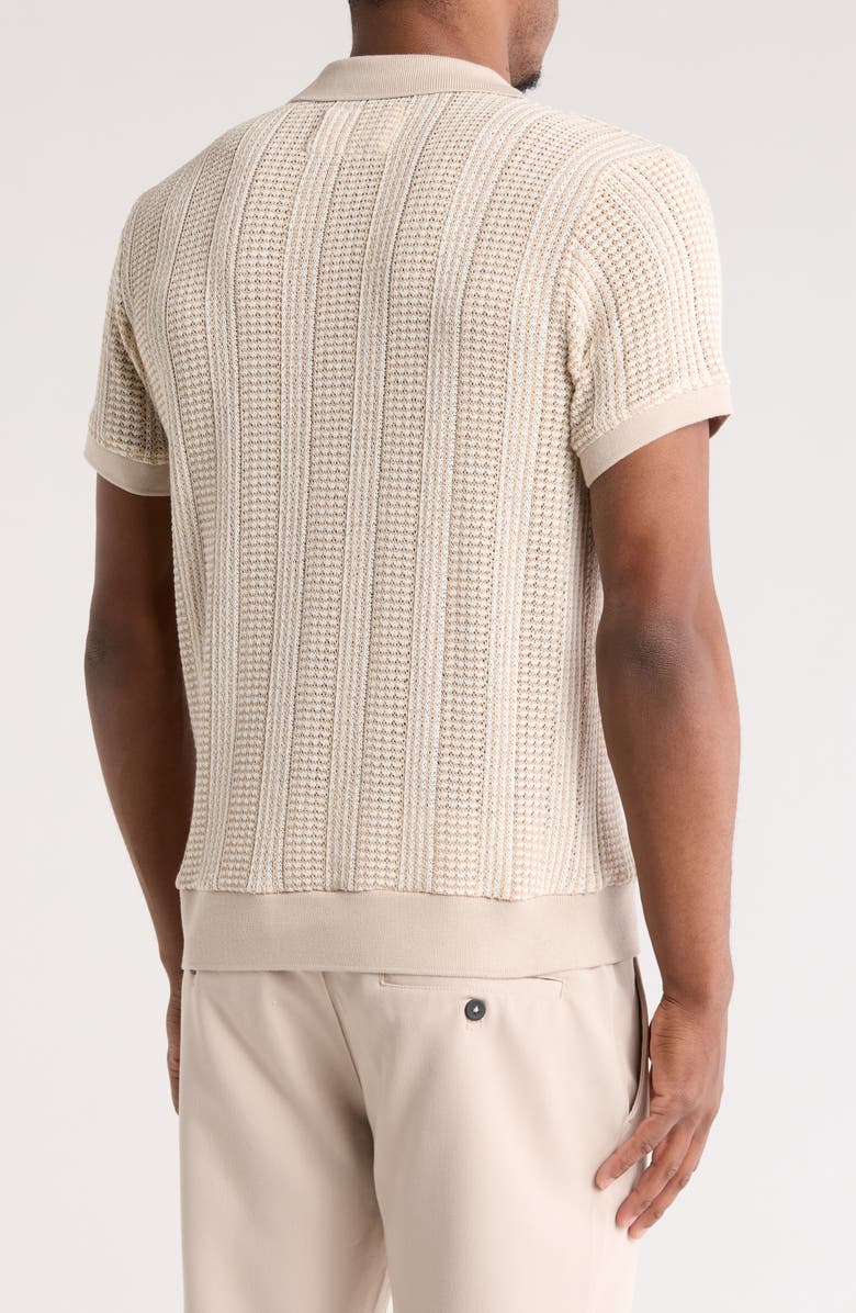 DENIM AND FLOWER Zip Polo Sweater, Alternate, color, Beige