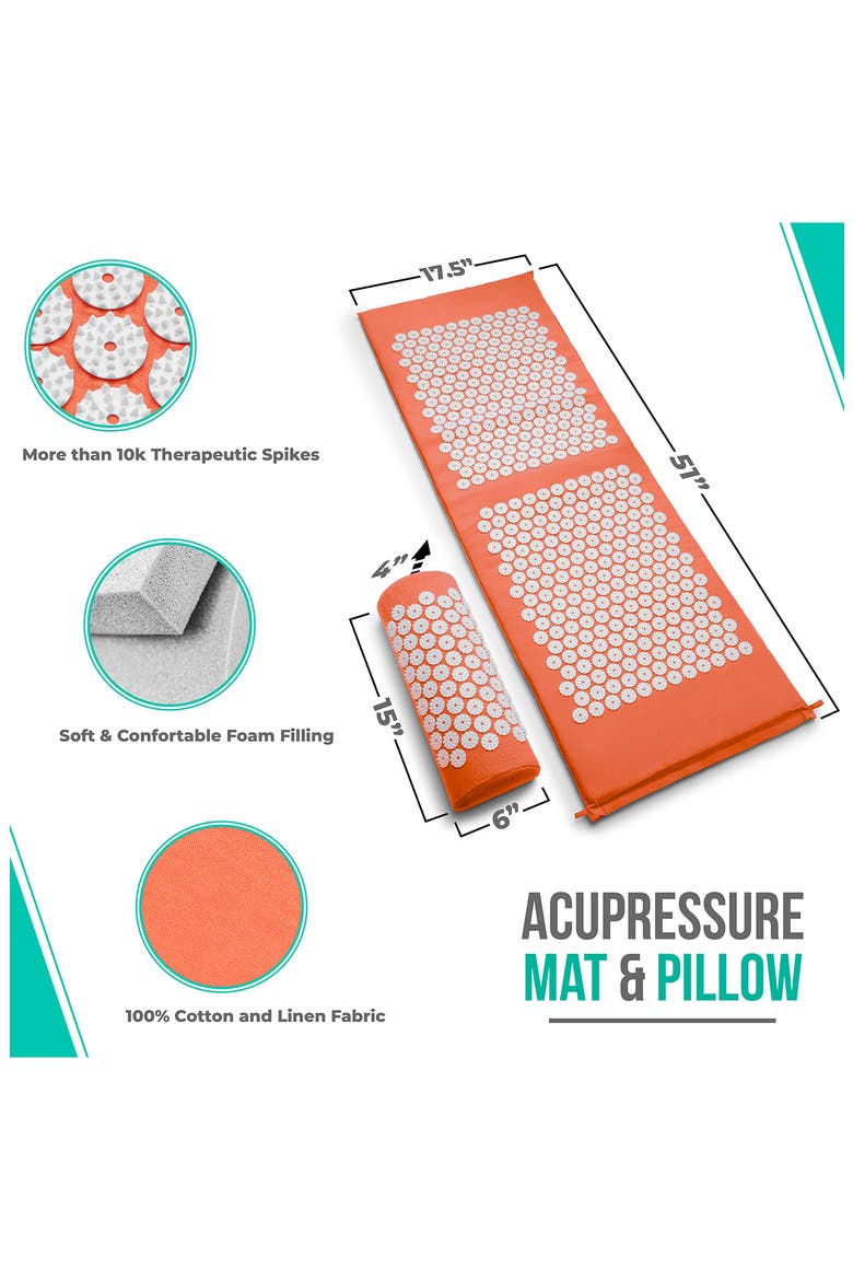 51-Inch Acupressure Mat & Pillow Set, Alternate, color, ORANGE WHITE