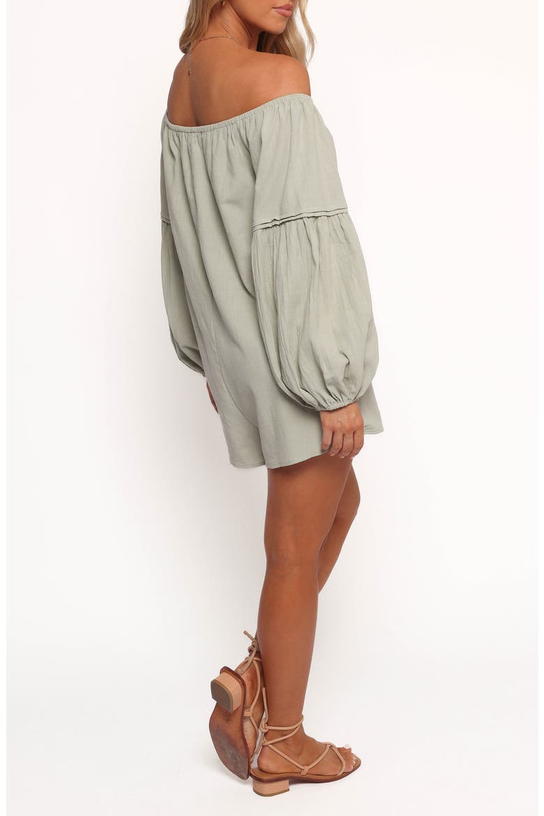 Anette Off the Shoulder Long Sleeve Cotton Romper, Alternate, color, SAGE