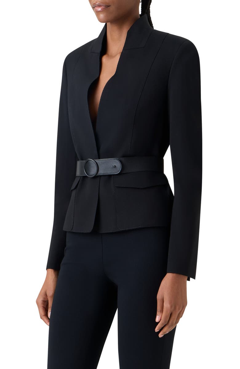 Akris punto Fitted Signature Jersey Blazer, Alternate, color, Black