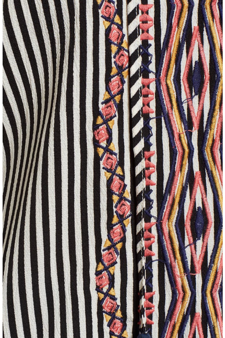 Tassel Tie Stripe Top, Alternate, color, BLACK