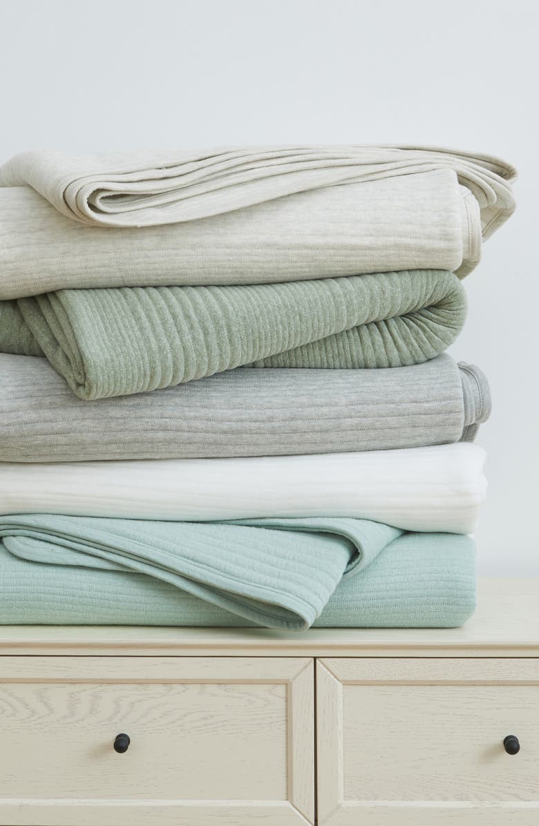 Woven & Weft Channel Stitch Jersey Quilt Set, Alternate, color, Heathered Light Grey