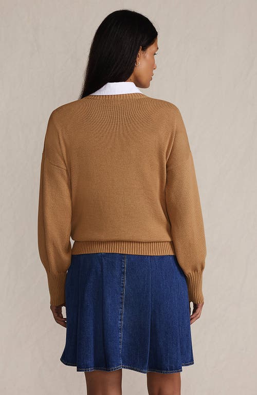 Lands' End Drifter Jersey Crewneck Sweater In Brown