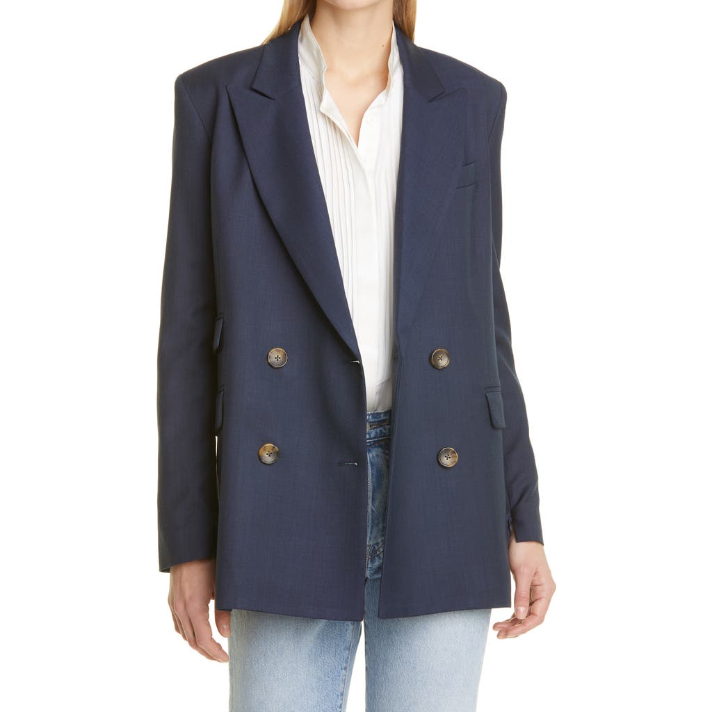 Twp Oversized Double Breasted Stretch Wool Blazer In Animal Print